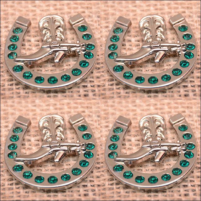 Western Screw Back Concho Emerald Horseshoe Boots Crystals Headstall Tack