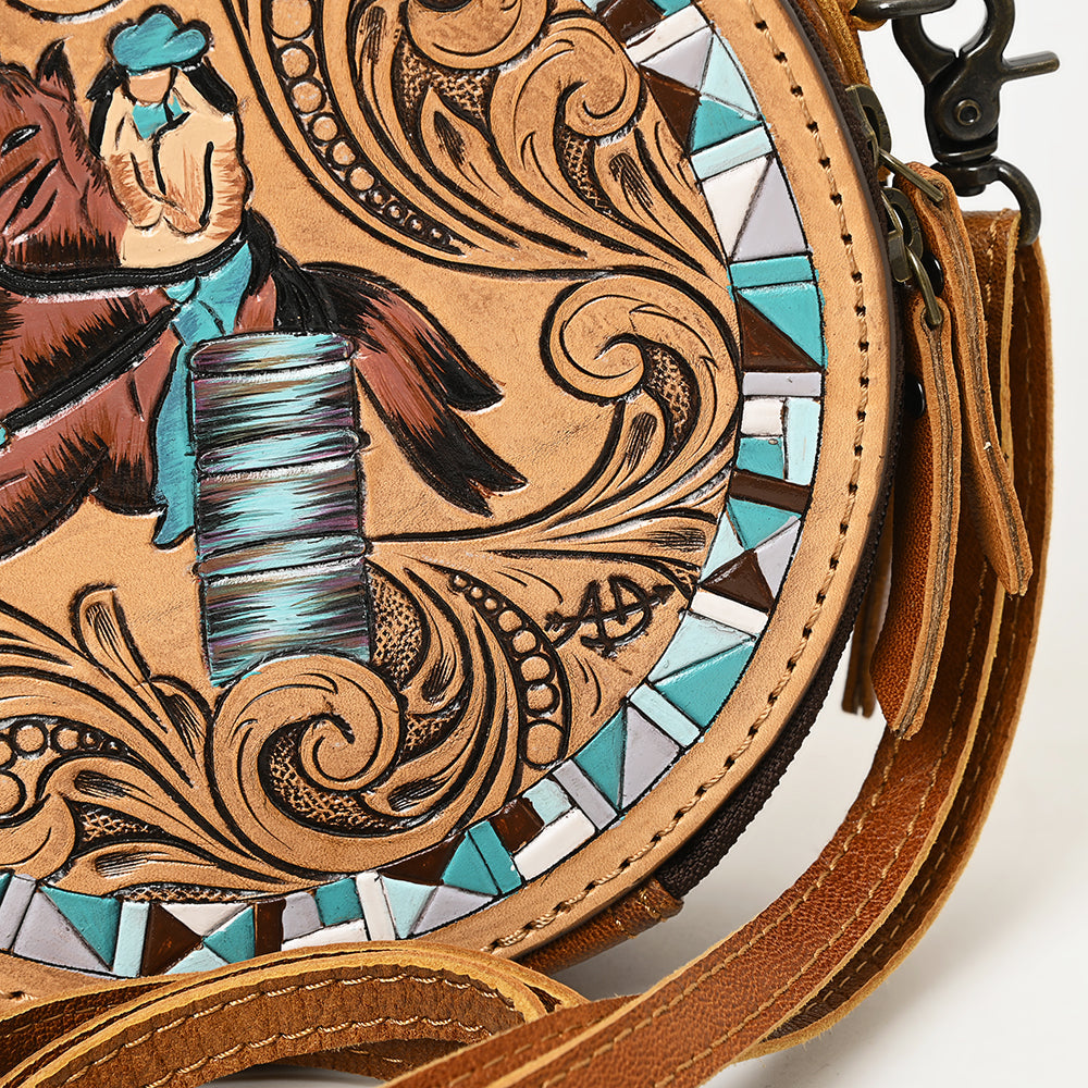 American Darling Hand-Tooled Genuine Leather Crossbody Bag