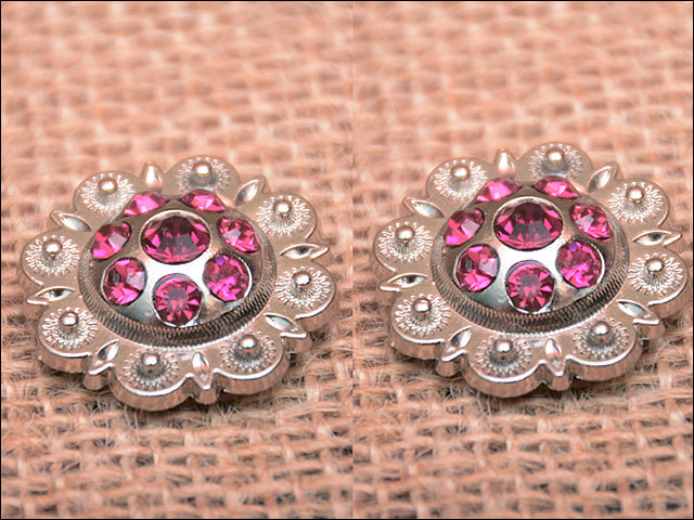 Western Screw Back Conchofuchsia Berry Crystals Headstall Cowgirl 1 In