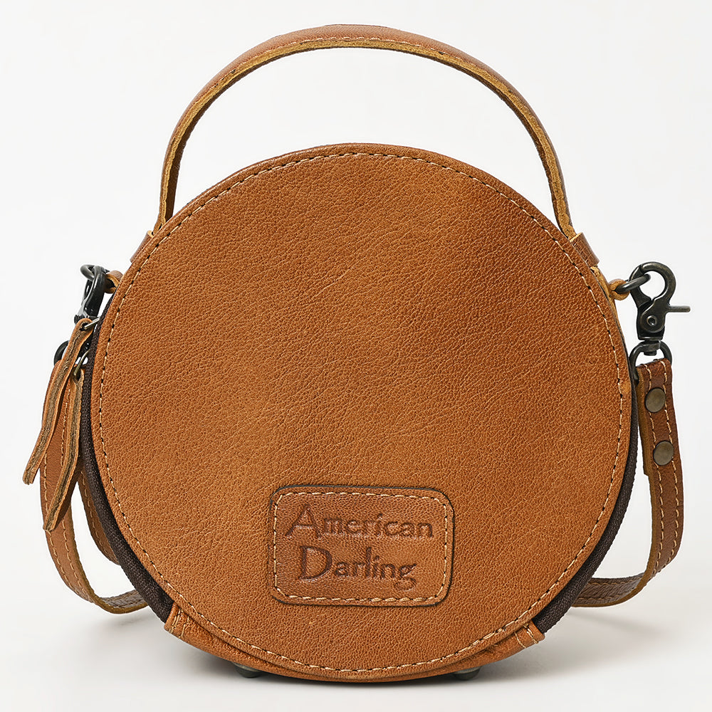 American Darling Hand-Tooled Hair-On Genuine Leather Canteen Bag