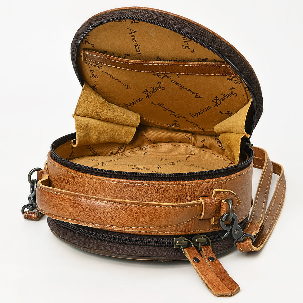 American Darling Hand-Tooled Hair-On Genuine Leather Canteen Bag