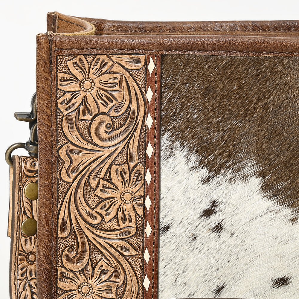American Darling Hand-Tooled Hair-On Genuine Leather Crossbody Bag