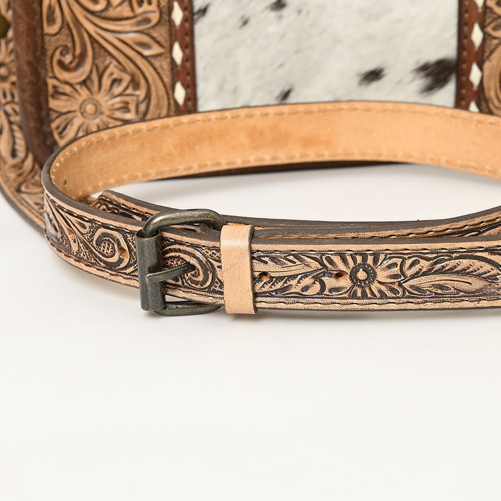 American Darling Hand-Tooled Hair-On Genuine Leather Crossbody Bag