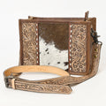 American Darling Hand-Tooled Hair-On Genuine Leather Crossbody Bag