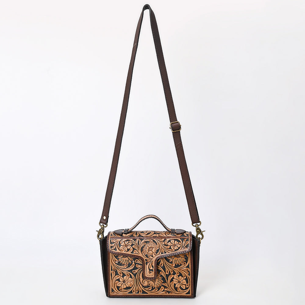 American Darling Hand Tooled Floral Carved Genuine Leather Cross body Bag Eco-Friendly Western Purse