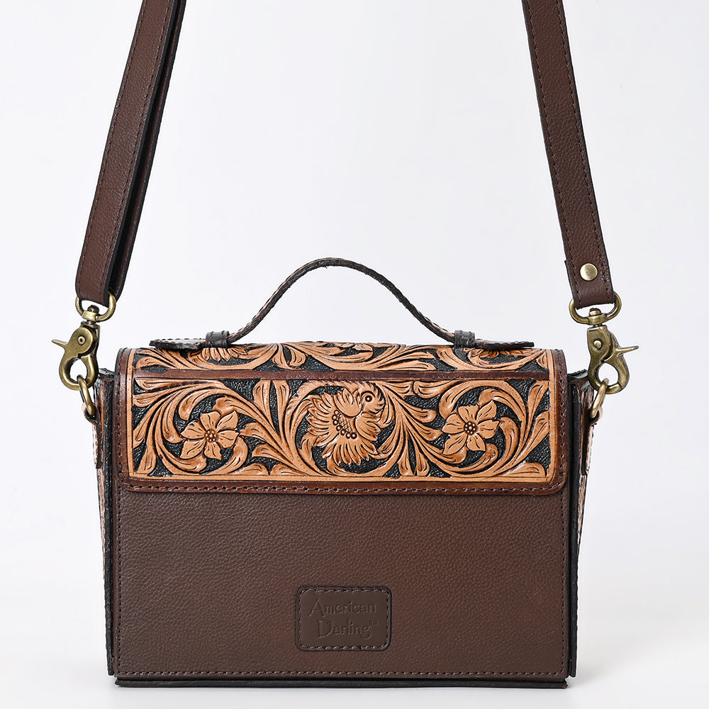 American Darling Hand Tooled Floral Carved Genuine Leather Cross body Bag Eco-Friendly Western Purse