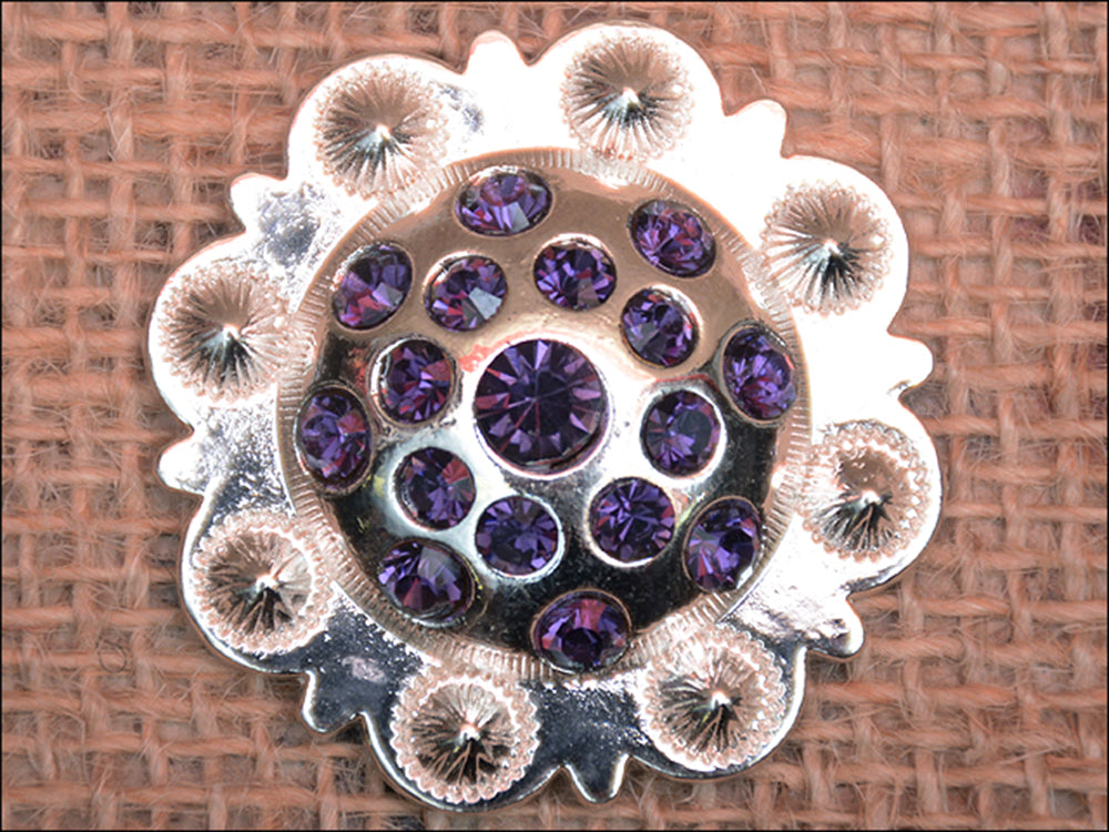 Hilason Western Screw-Back Berry Concho, Purple Crystals — 1.5"