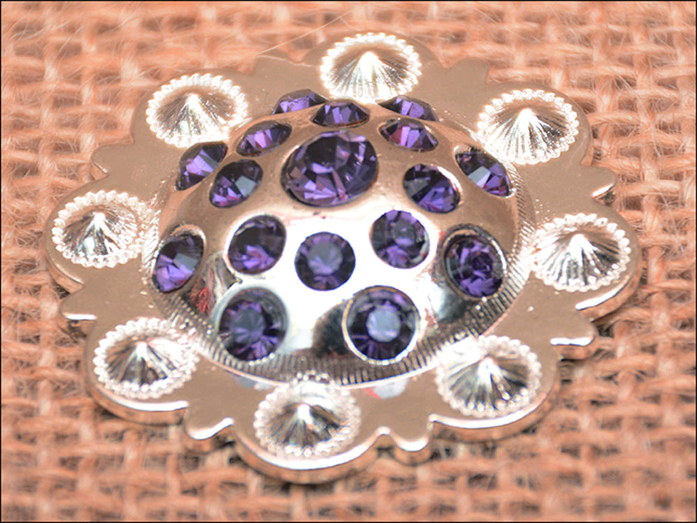 Hilason Western Screw-Back Berry Concho, Purple Crystals — 1.5"