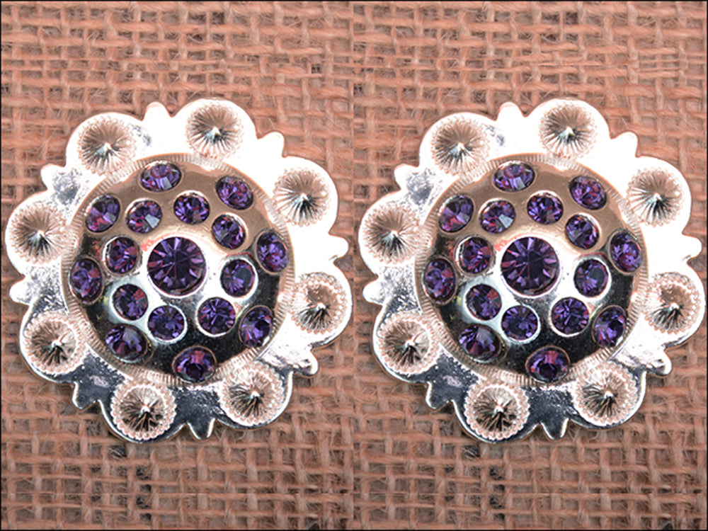 Hilason Western Screw-Back Berry Concho, Purple Crystals — 1.5"