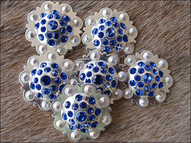 Western Screw Back Concho Sapphire Berry Crystals Headstall Tack Cowgirl