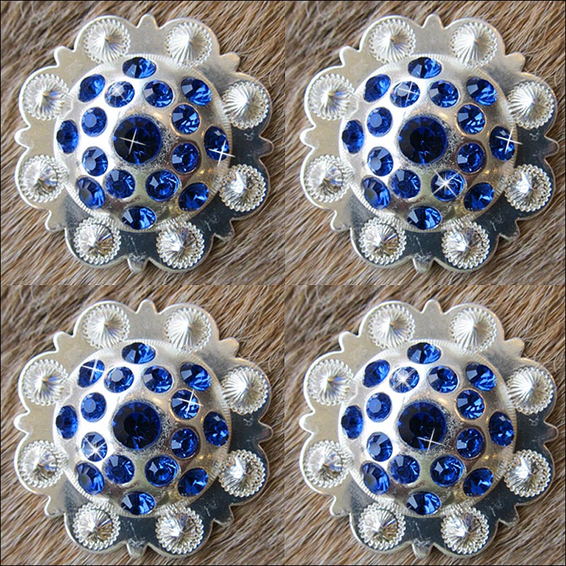 Western Screw Back Concho Sapphire Berry Crystals Headstall Tack Cowgirl