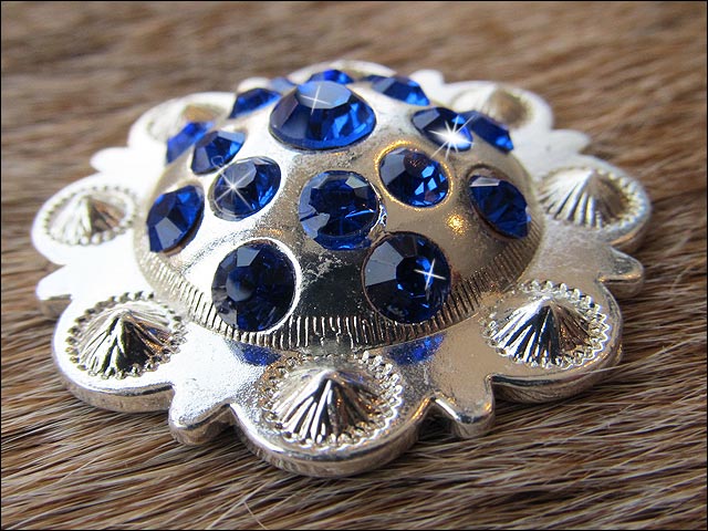 Western Screw Back Concho Sapphire Berry Crystals Headstall Tack Cowgirl