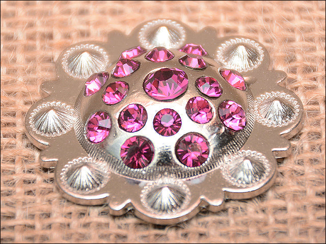 Western Screw Back Concho Fuchsia Berry Crystals Headstall Cowgirl 1.5 In