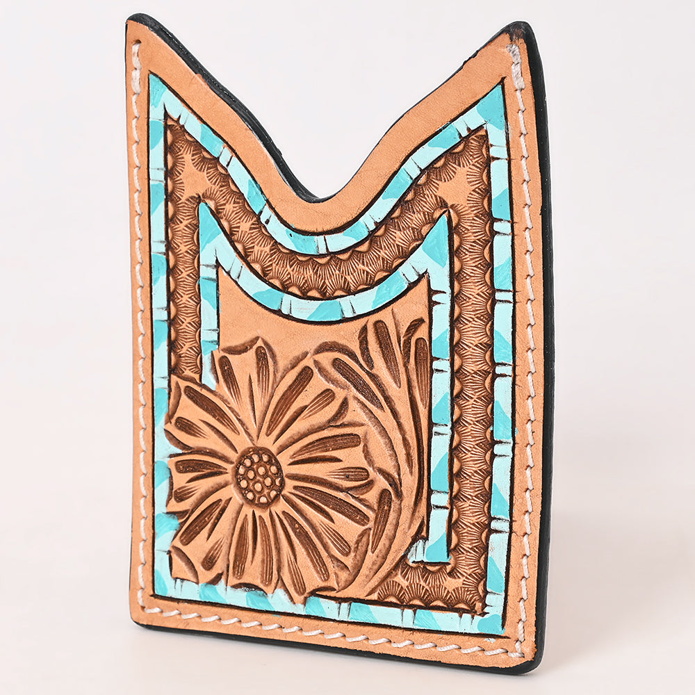 American Darling Floral Women & Men Hand Carved Genuine Leather Card Holder