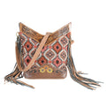OHLAY Hand-Tooled Upcycled Wool Canvas Genuine Leather Crossbody Bag