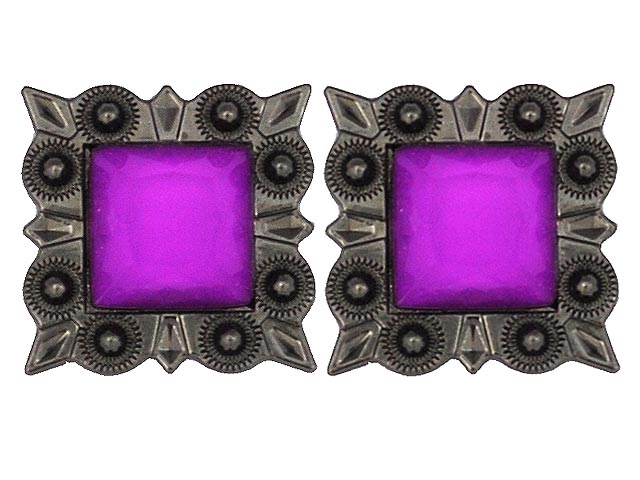 Western Screw Back Concho Lavender Square Crystal Headstall Cowgirl Tack