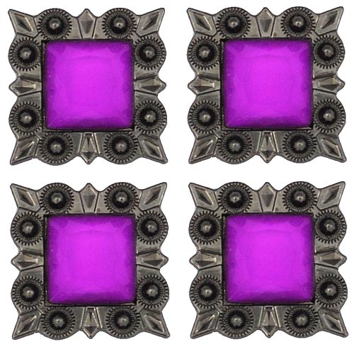 Western Screw Back Concho Lavender Square Crystal Headstall Cowgirl Tack