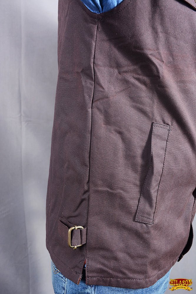 HILASON Outerwear Men's Vest Lightweight Waterproof Oilskin Jacket Sleeveless Brown
