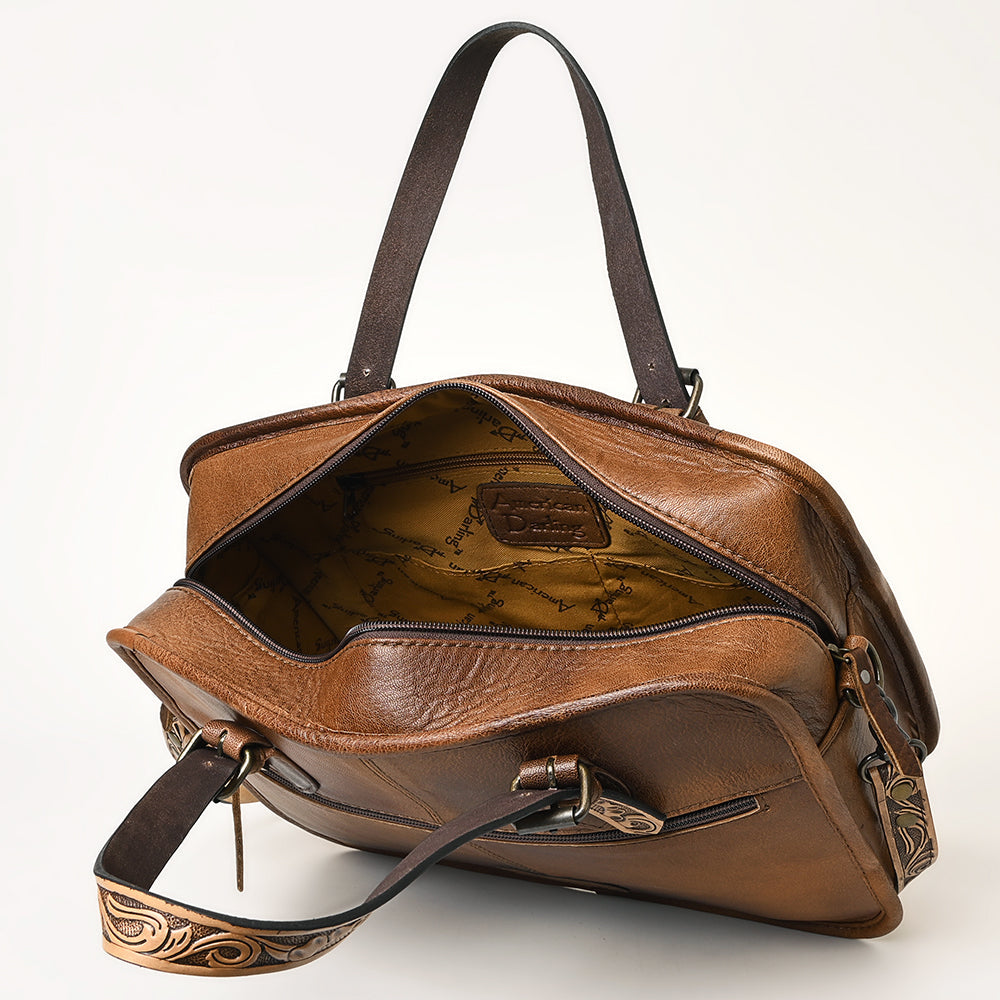 American Darling Hand-Tooled Crocodile Embossed Genuine Leather Bag