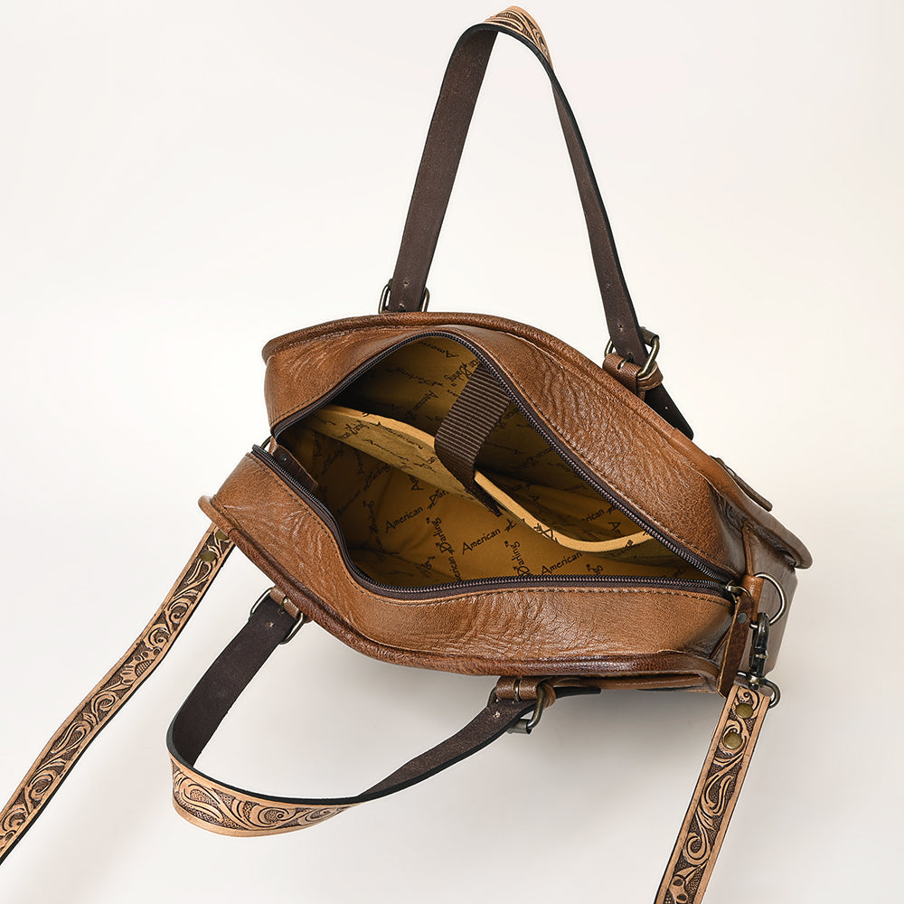 American Darling Hand-Tooled Crocodile Embossed Genuine Leather Bag