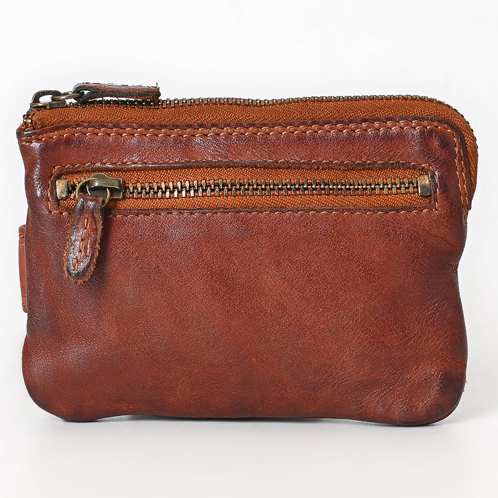 Spaghetti Western Coin Purse Vintage Handmade Drum Dyed Genuine European Cowhide Leather