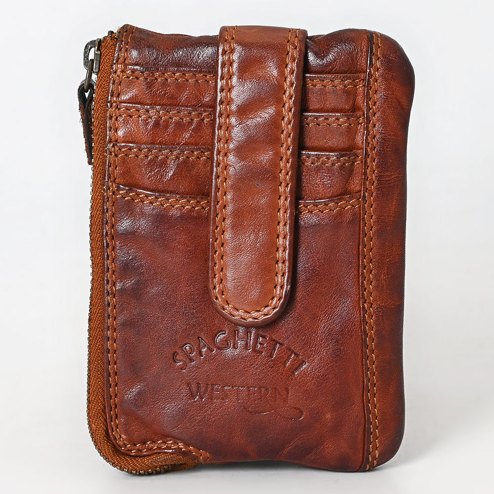 Spaghetti Western Coin Purse Vintage Handmade Drum Dyed Genuine European Cowhide Leather