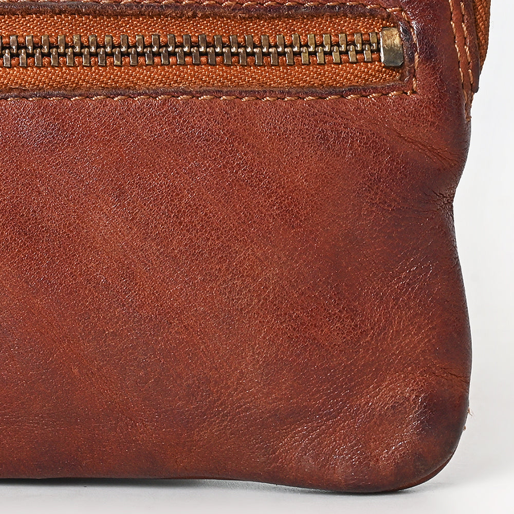 Spaghetti Western Coin Purse Vintage Handmade Drum Dyed Genuine European Cowhide Leather