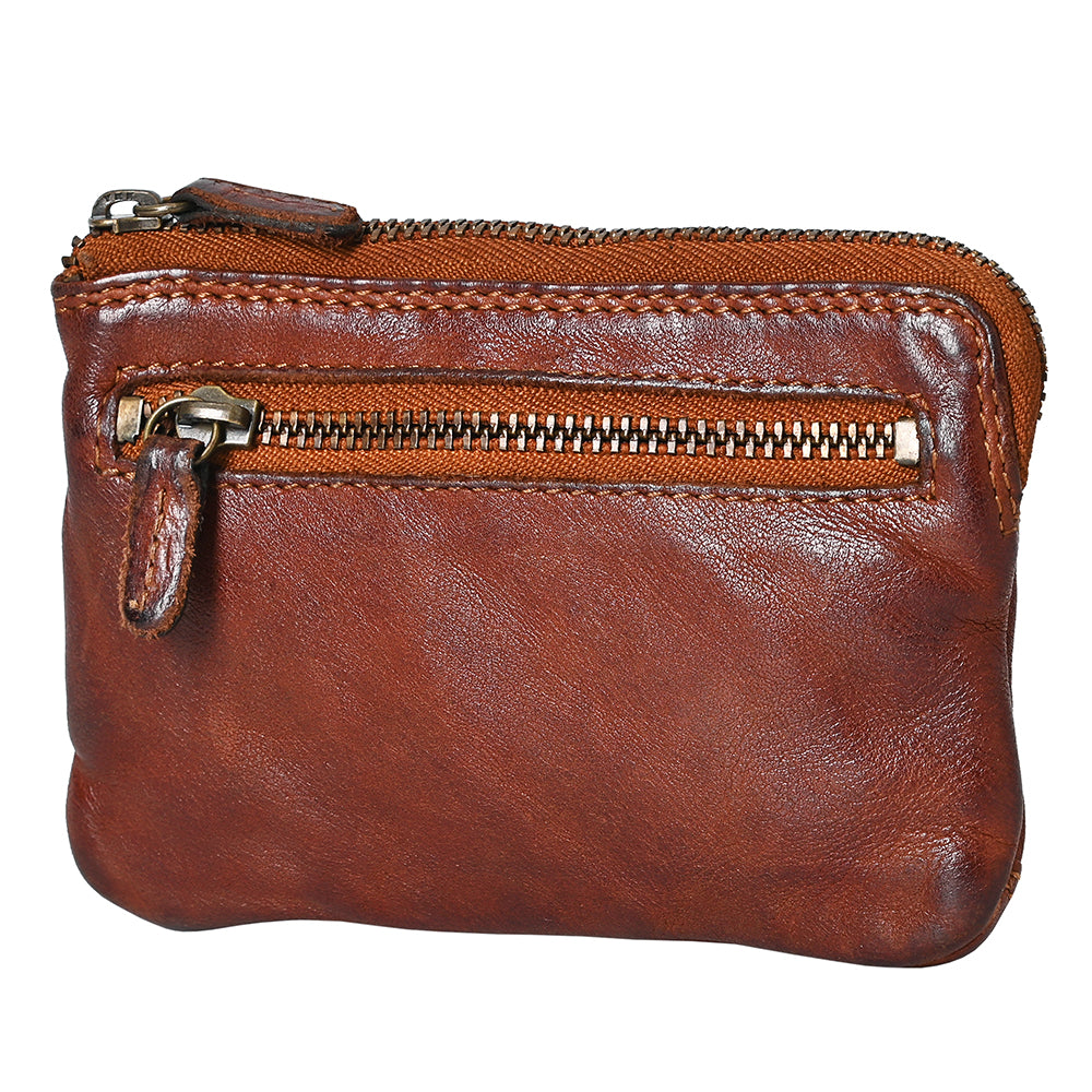 Spaghetti Western Coin Purse Vintage Handmade Drum Dyed Genuine European Cowhide Leather