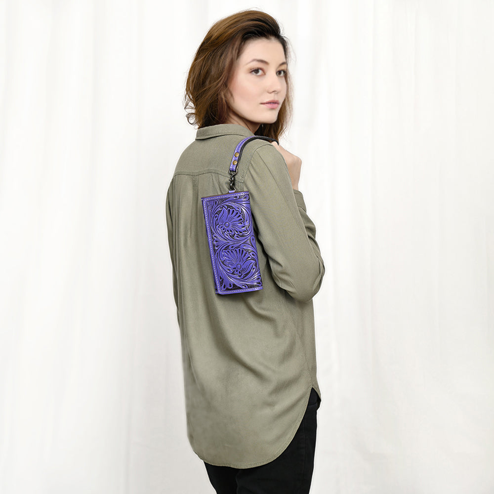 American Darling Clutch Hand Tooled Genuine Leather
