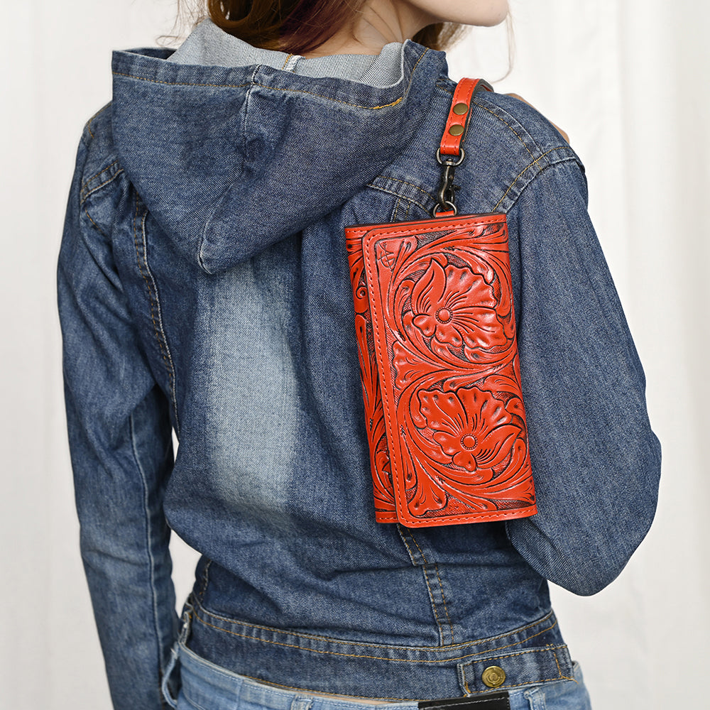 American Darling Clutch Hand Tooled Genuine Leather