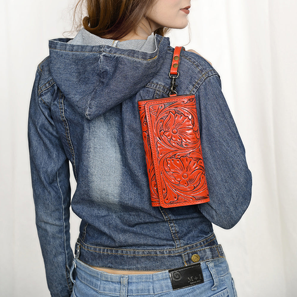 American Darling Clutch Hand Tooled Genuine Leather