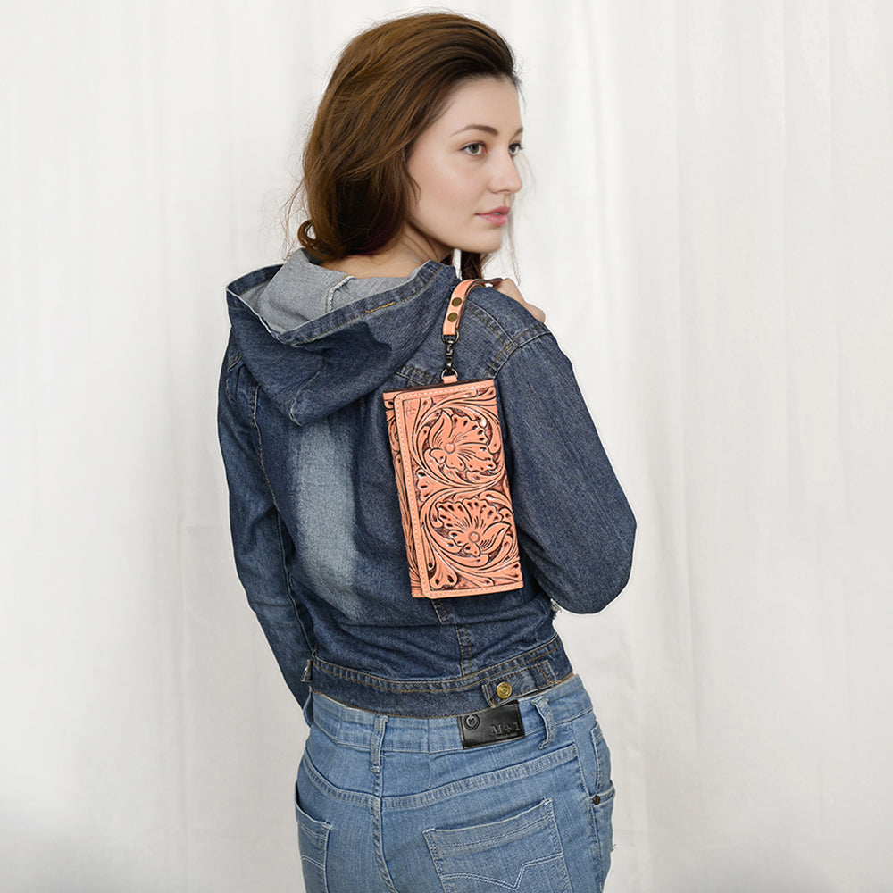 American Darling Clutch Hand Tooled Genuine Leather