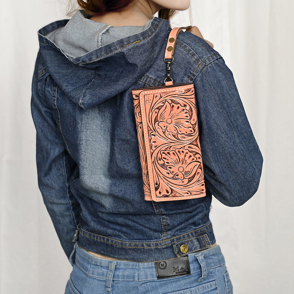 American Darling Clutch Hand Tooled Genuine Leather