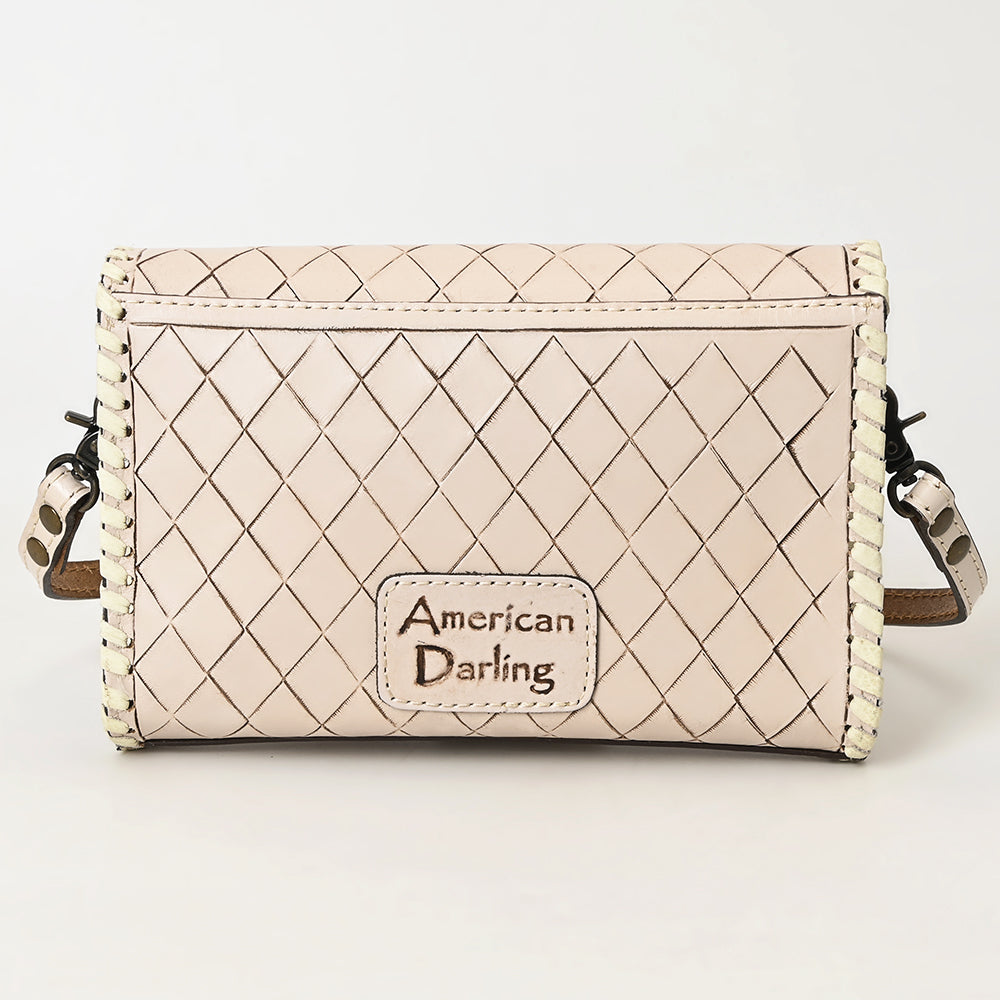 American Darling Western Leather Crossbody Bag Hand Tooled Floral Carved Shoulder Purse with Whipstitch Detail & Adjustable Strap for Women