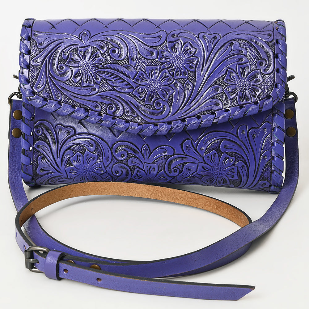 American Darling Western Leather Crossbody Bag Hand Tooled Floral Carved Shoulder Purse with Whipstitch Detail & Adjustable Strap for Women