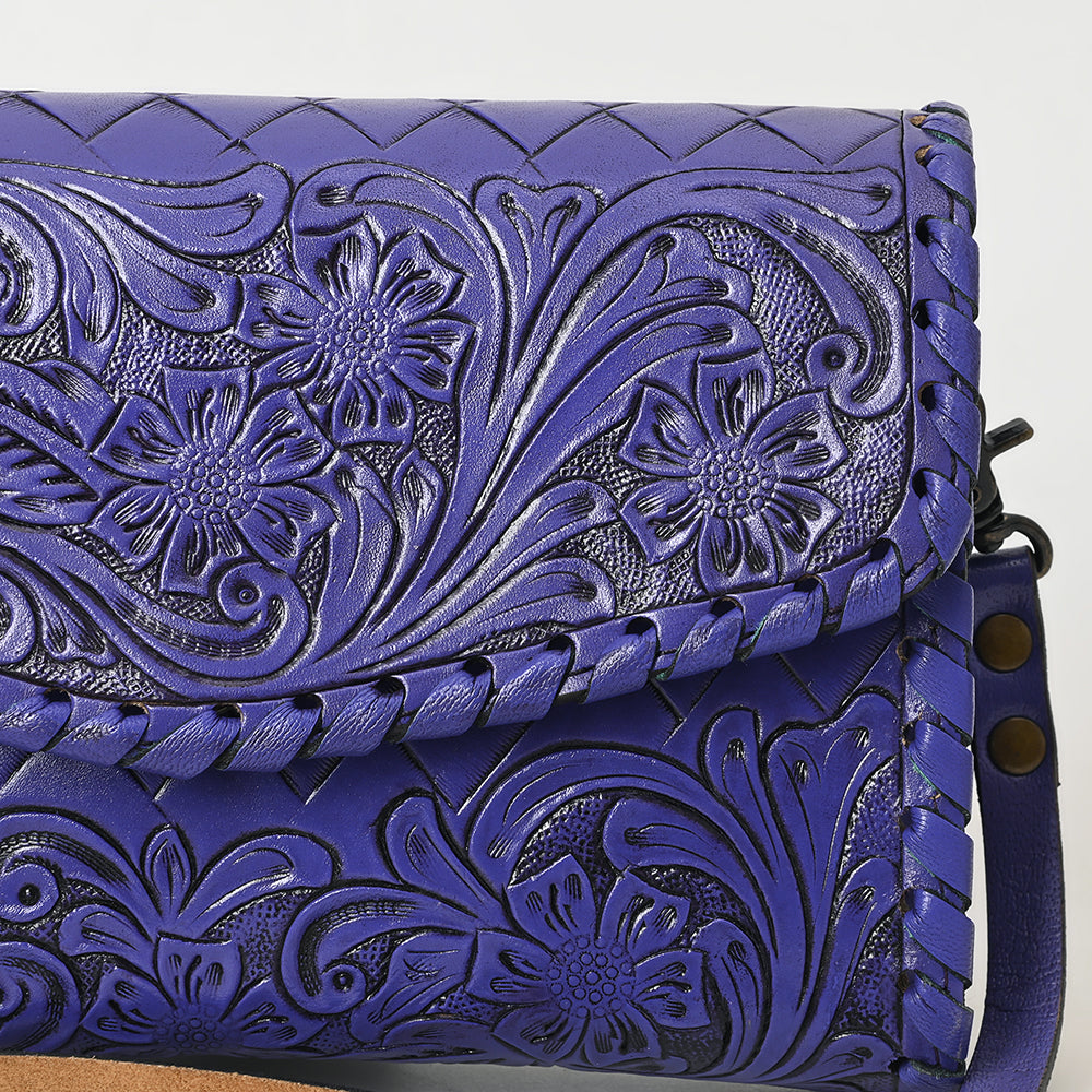 American Darling Western Leather Crossbody Bag Hand Tooled Floral Carved Shoulder Purse with Whipstitch Detail & Adjustable Strap for Women