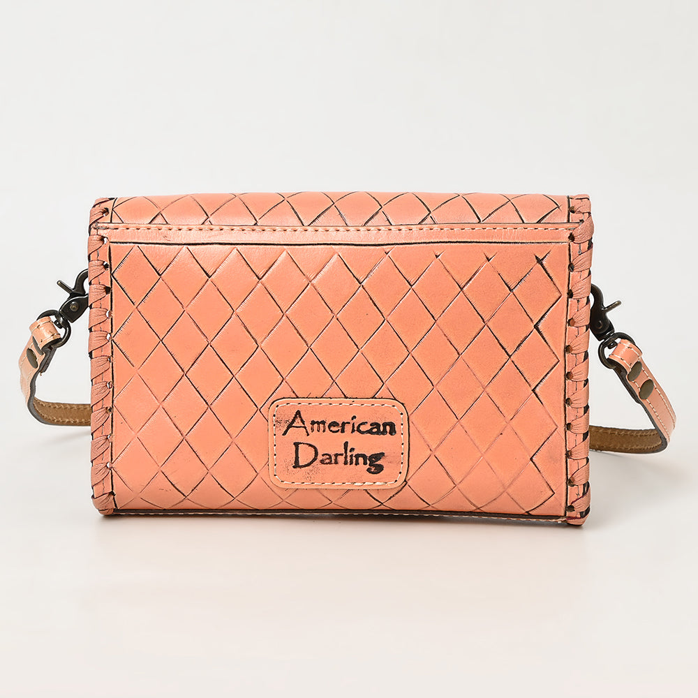 American Darling Western Leather Crossbody Bag Hand Tooled Floral Carved Shoulder Purse with Whipstitch Detail & Adjustable Strap for Women