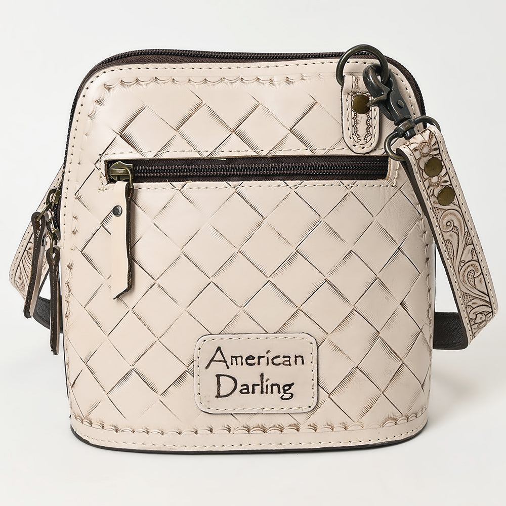 American Darling Western Leather Crossbody Bag Hand Tooled Floral Carved Purse with Adjustable Strap