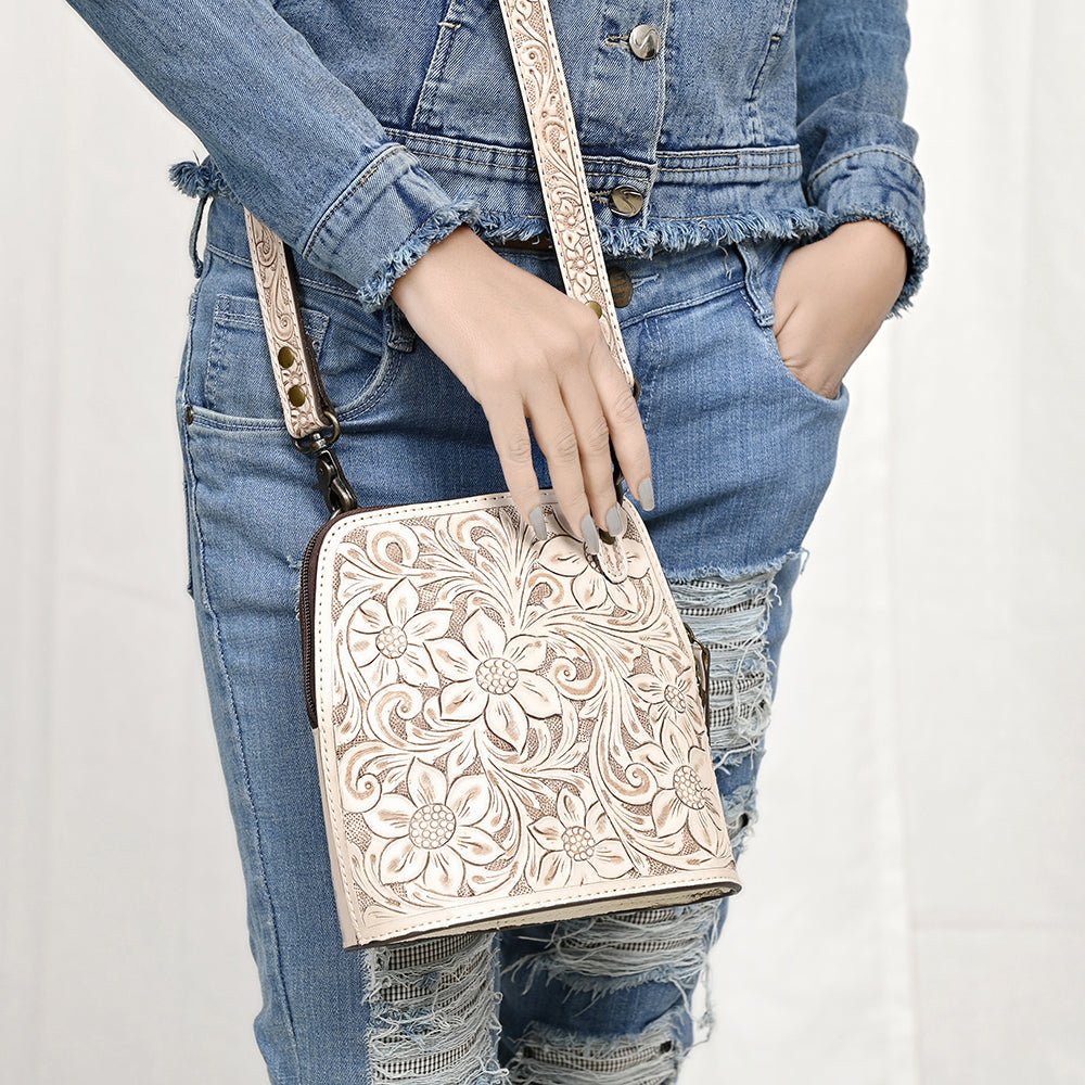 American Darling Crossbody Hand Tooled Genuine Leather