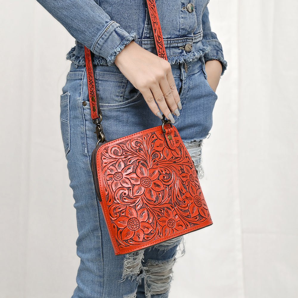 American Darling Crossbody Hand Tooled Genuine Leather