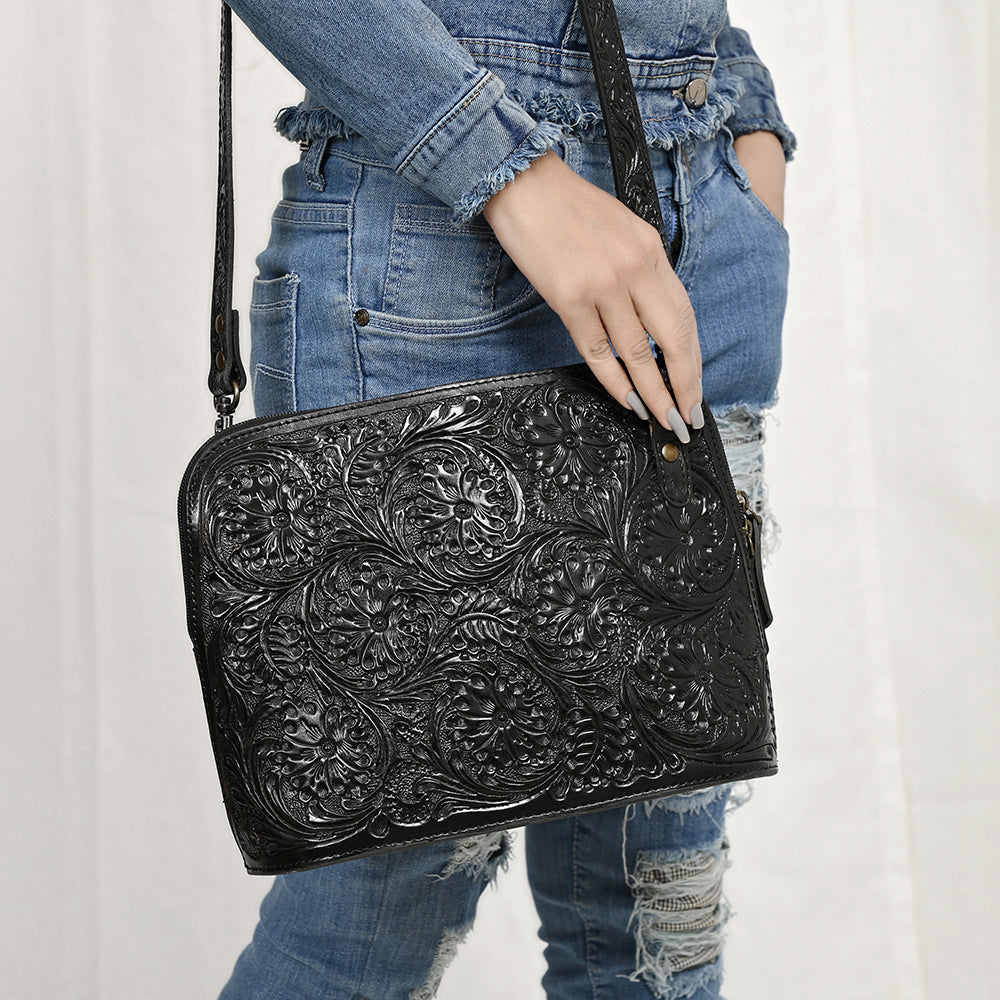 American Darling Crossbody Hand Tooled Genuine Leather