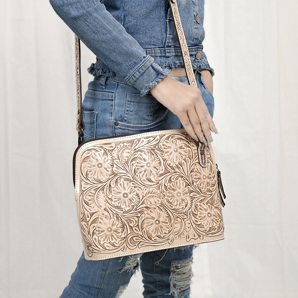 American Darling Crossbody Hand Tooled Genuine Leather