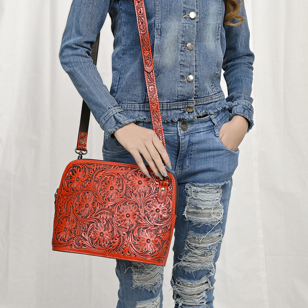 American Darling Crossbody Hand Tooled Genuine Leather