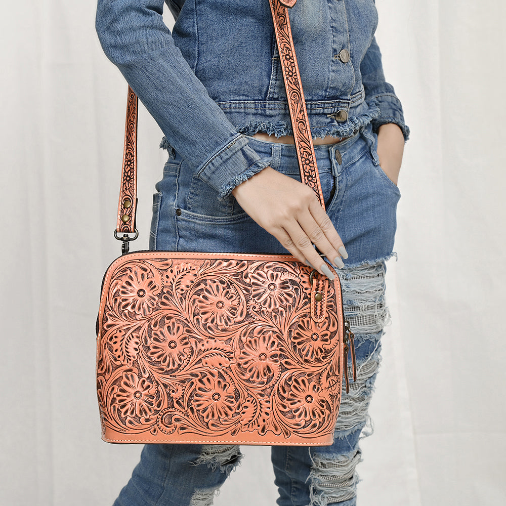 American Darling Crossbody Hand Tooled Genuine Leather
