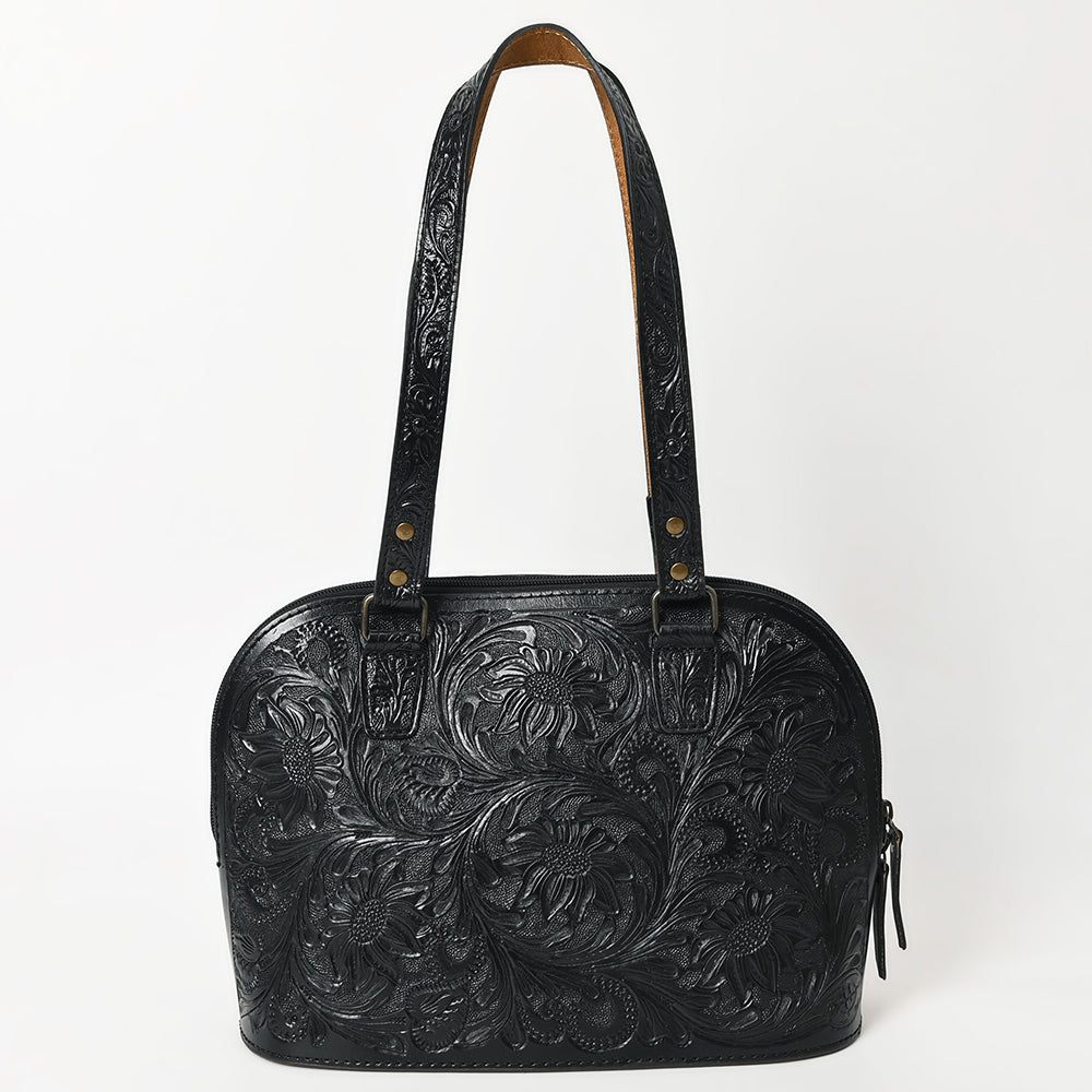 American Darling Western Leather Tote Bag Hand Tooled Floral Carved Purse with Quilted Back & Tooled Straps for Women