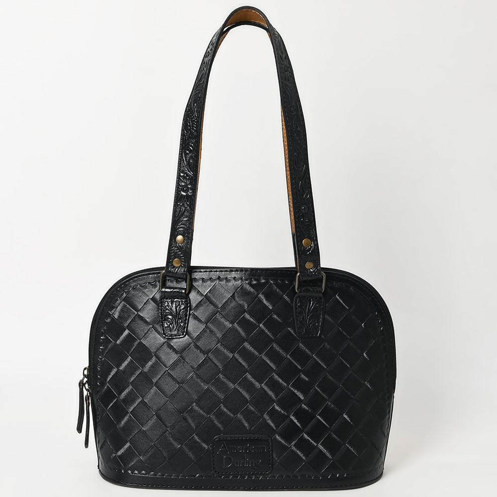American Darling Western Leather Tote Bag Hand Tooled Floral Carved Purse with Quilted Back & Tooled Straps for Women