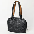 American Darling Western Leather Tote Bag Hand Tooled Floral Carved Purse with Quilted Back & Tooled Straps for Women