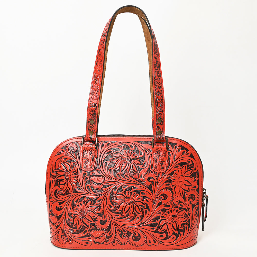 American Darling Western Leather Tote Bag Hand Tooled Floral Carved Purse with Quilted Back & Tooled Straps for Women