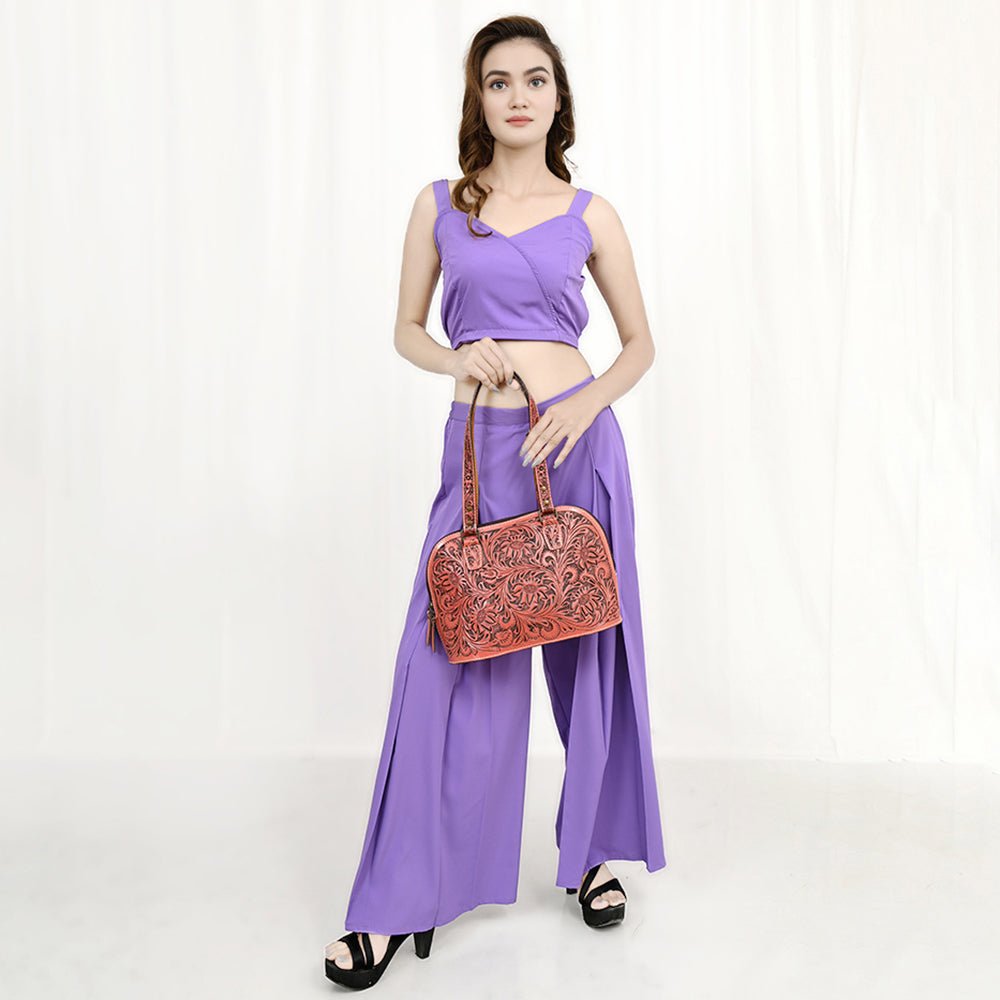 American Darling Tote Hand Tooled Genuine Leather