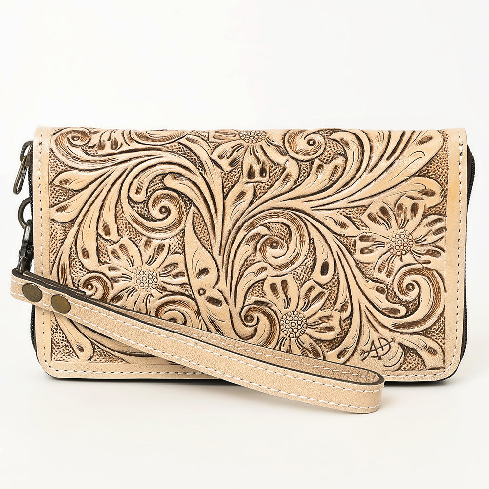 American Darling Clutch Hand Tooled Genuine Leather Western Women Bag Handbag Purse Tan | Purses for Cute